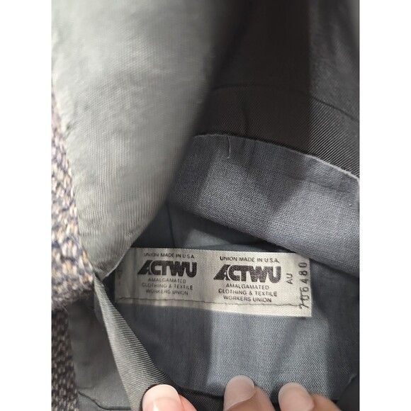 Vtg Shefford Anderson Little Wool Blue Tweed Coat Mens 44R Elbow Patches Union - Picture 7 of 9